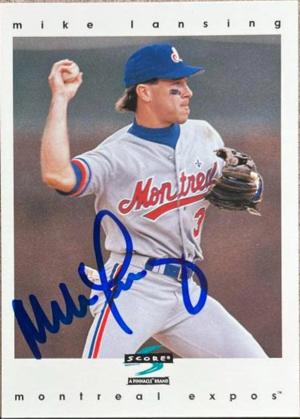Mike Lansing Signed 1997 Score Baseball Card - Montreal Expos