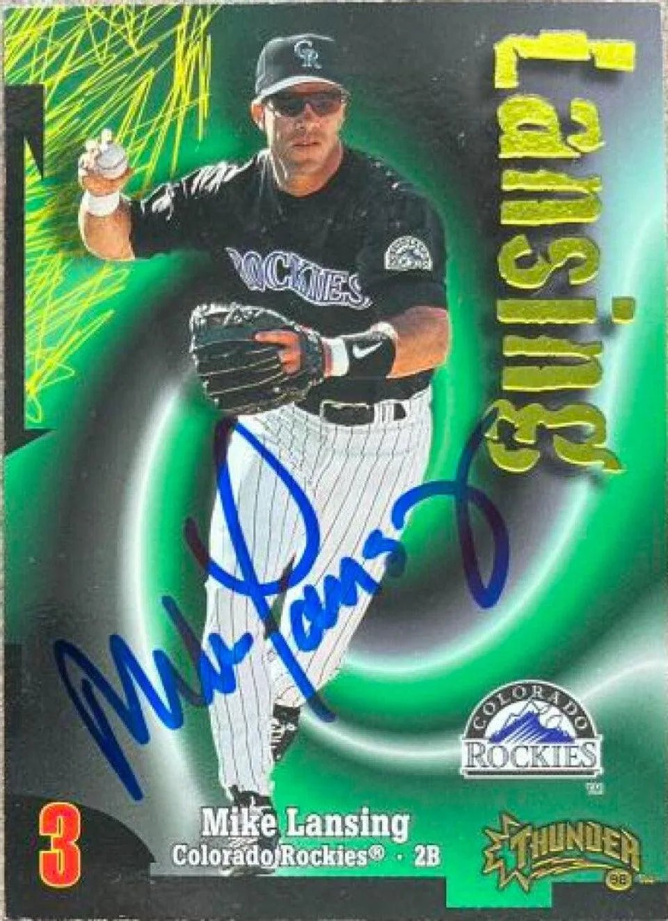 Mike Lansing Signed 1998 Circa Thunder Baseball Card - Colorado Rockies