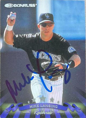Mike Lansing Signed 1998 Donruss Baseball Card - Colorado Rockies - PastPros