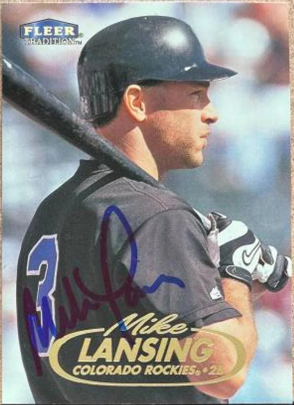 Mike Lansing Signed 1998 Fleer Tradition Baseball Card - Colorado Rockies