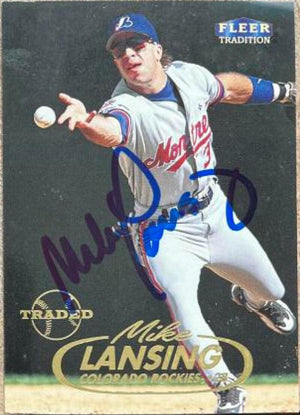 Mike Lansing Signed 1998 Fleer Tradition Baseball Card - Montreal Expos - PastPros