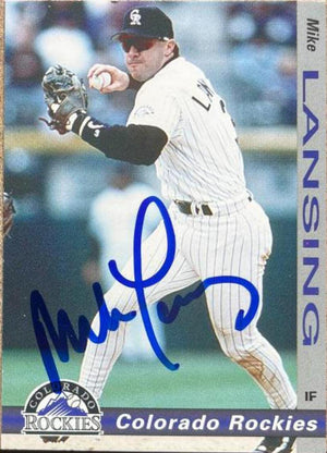 Mike Lansing Signed 1998 Grandstand Police Baseball Card - Colorado Rockies - PastPros