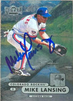 Mike Lansing Signed 1998 Metal Universe Baseball Card - Colorado Rockies