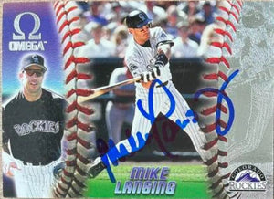 Mike Lansing Signed 1998 Pacific Omega Baseball Card - Colorado Rockies