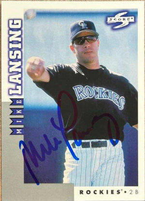 Mike Lansing Signed 1998 Score Rookie & Traded Baseball Card - Colorado Rockies - PastPros