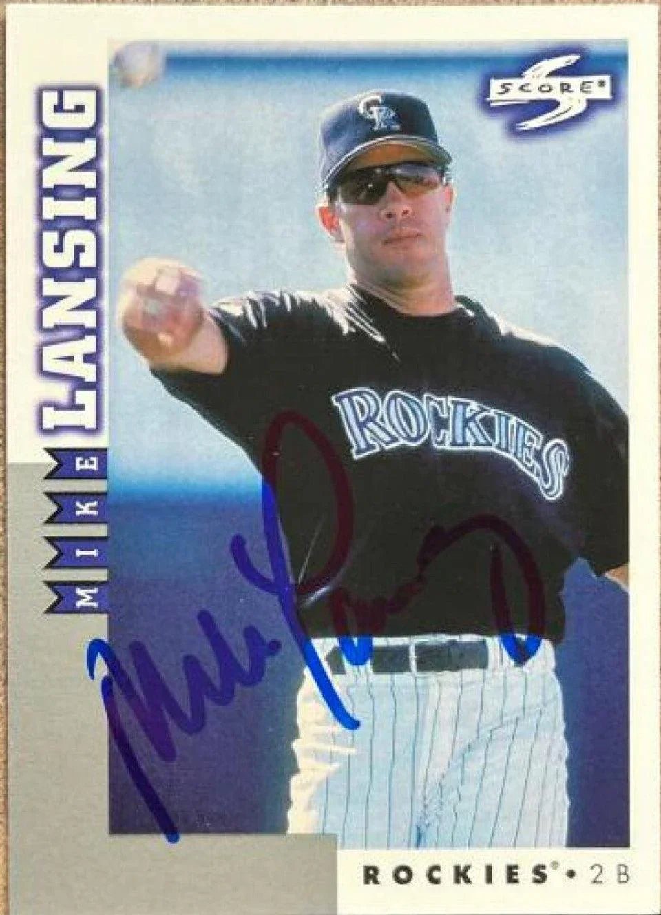 Mike Lansing Signed 1998 Score Rookie & Traded Baseball Card - Colorado Rockies