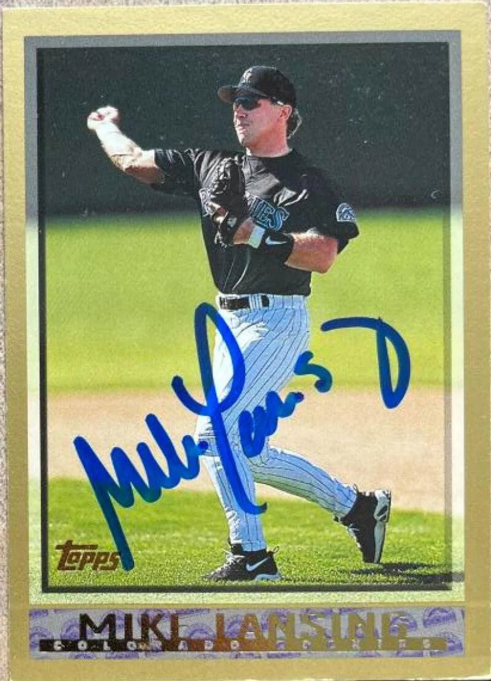 Mike Lansing Signed 1998 Topps Baseball Card - Colorado Rockies
