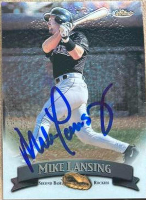 Mike Lansing Signed 1998 Topps Finest Baseball Card - Colorado Rockies - PastPros