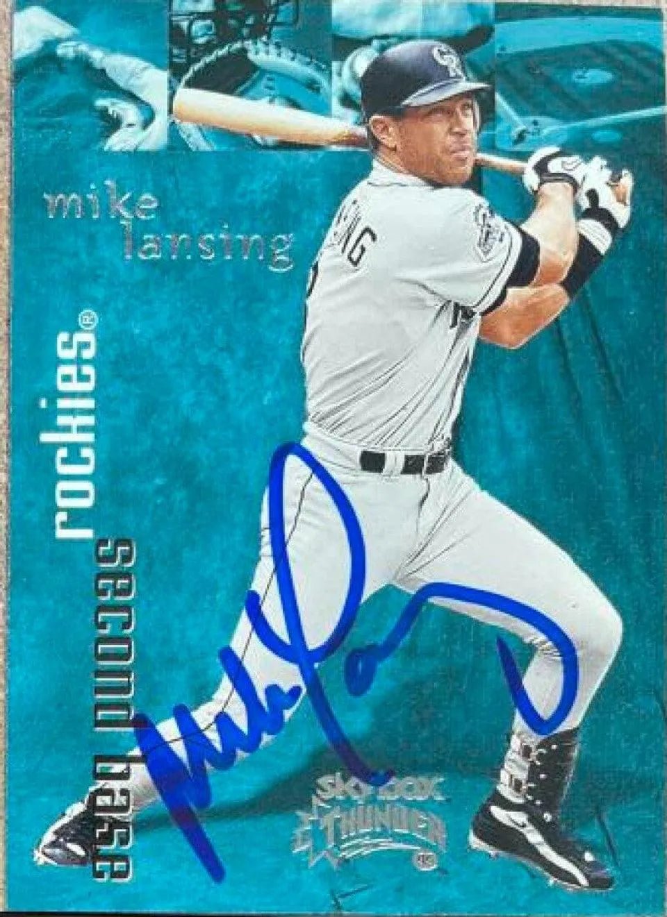 Mike Lansing Signed 1999 Skybox Thunder Baseball Card - Colorado Rockies