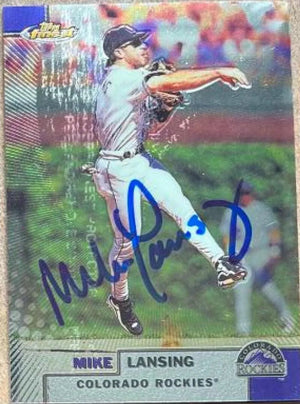 Mike Lansing Signed 1999 Topps Finest Baseball Card - Colorado Rockies