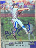 Mike Lansing Signed 1999 Topps Finest Baseball Card - Colorado Rockies - PastPros