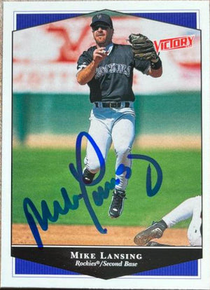 Mike Lansing Signed 1999 Upper Deck Victory Baseball Card - Colorado Rockies - PastPros