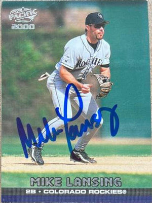 Mike Lansing Signed 2000 Pacific Baseball Card - Colorado Rockies - PastPros