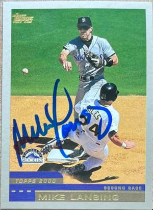 Mike Lansing Signed 2000 Topps Baseball Card - Colorado Rockies #306