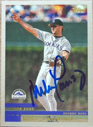 Mike Lansing Signed 2000 Topps Baseball Card - Colorado Rockies #41