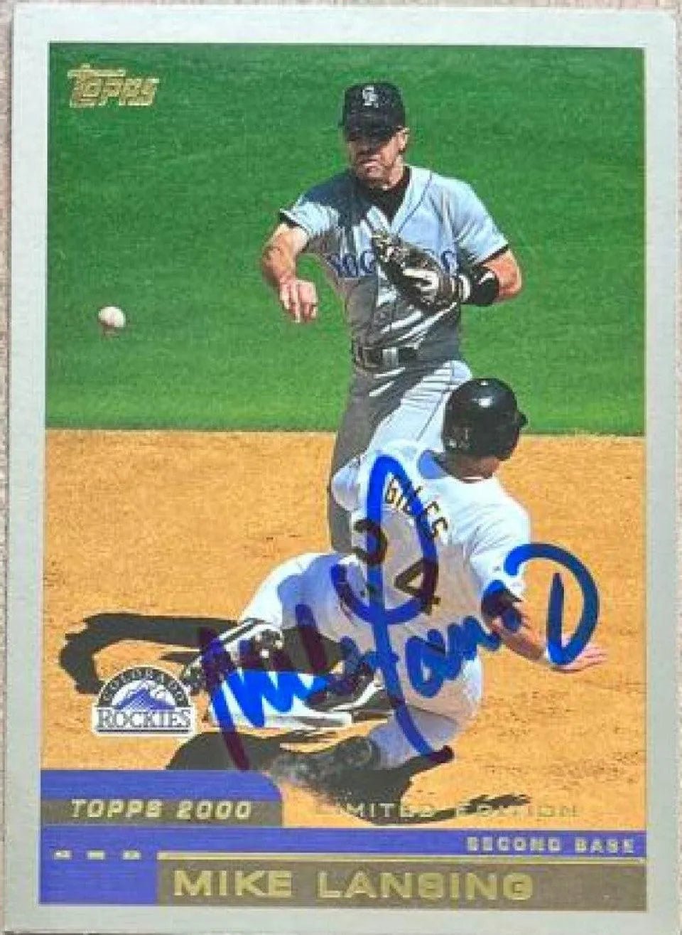 Mike Lansing Signed 2000 Topps Limited Baseball Card - Colorado Rockies #306