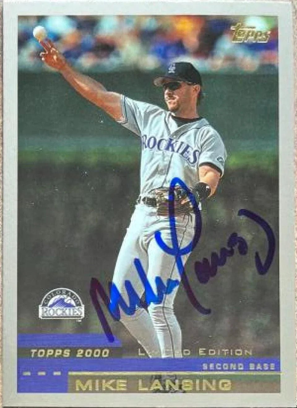 Mike Lansing Signed 2000 Topps Limited Baseball Card - Colorado Rockies #41