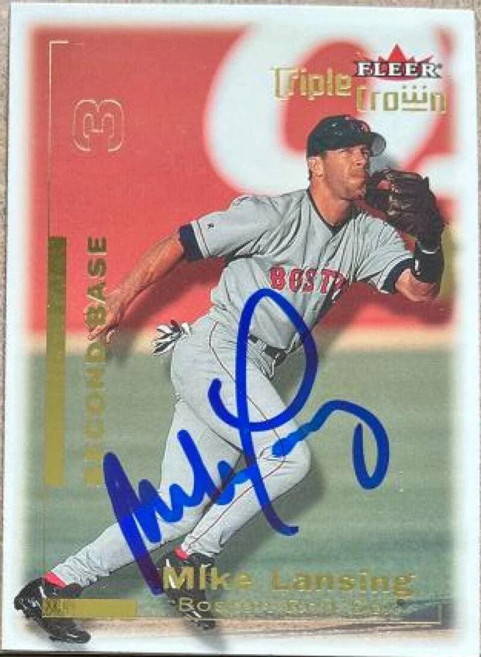 Mike Lansing Signed 2001 Fleer Triple Crown Baseball Card - Boston Red Sox