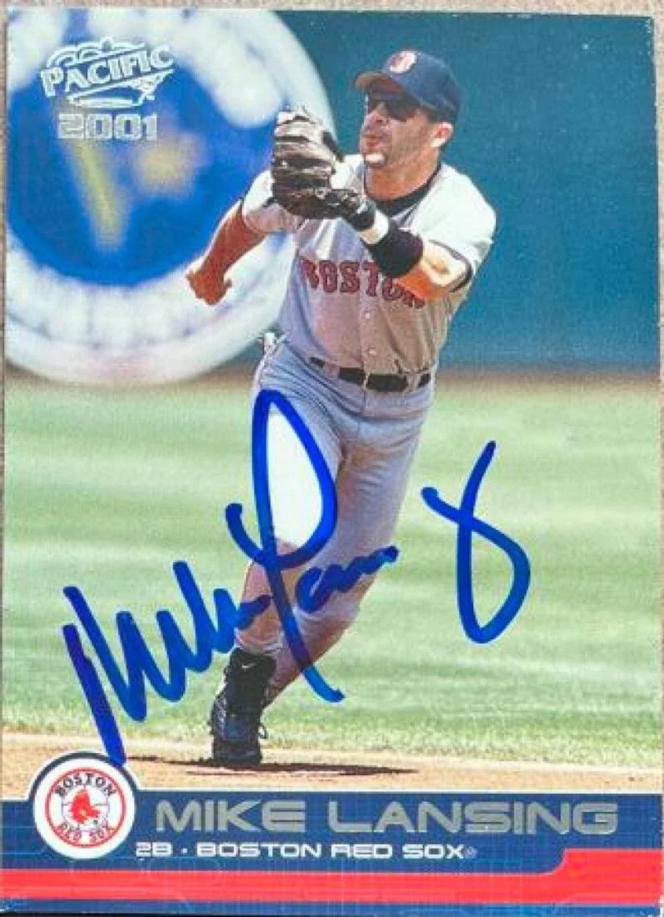 Mike Lansing Signed 2001 Pacific Baseball Card - Boston Red Sox