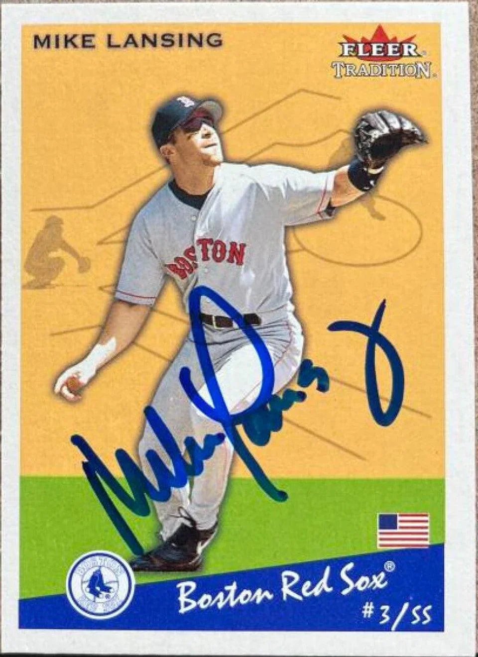 Mike Lansing Signed 2002 Fleer Tradition Baseball Card - Boston Red Sox