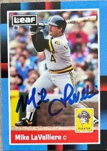 Mike Lavalliere Signed 1988 Leaf Baseball Card - Pittsburgh Pirates