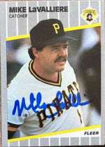 Mike Lavalliere Signed 1989 Fleer Baseball Card - Pittsburgh Pirates - PastPros