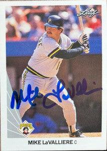 Mike Lavalliere Signed 1990 Leaf Baseball Card - Pittsburgh Pirates - PastPros