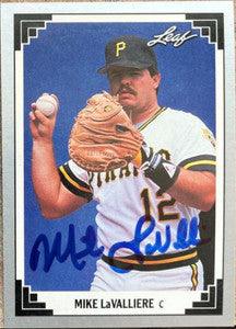 Mike Lavalliere Signed 1991 Leaf Baseball Card - Pittsburgh Pirates - PastPros
