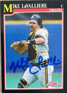 Mike Lavalliere Signed 1991 Score Baseball Card - Pittsburgh Pirates