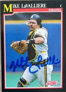 Mike Lavalliere Signed 1991 Score Baseball Card - Pittsburgh Pirates - PastPros