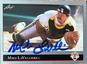 Mike Lavalliere Signed 1992 Leaf Baseball Card - Pittsburgh Pirates