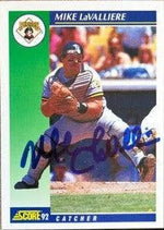 Mike Lavalliere Signed 1992 Score Baseball Card - Pittsburgh Pirates