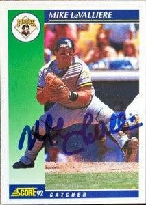 Mike Lavalliere Signed 1992 Score Baseball Card - Pittsburgh Pirates