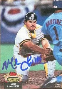 Mike Lavalliere Signed 1992 Stadium Club Baseball Card - Pittsburgh Pirates