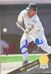 Mike Lavalliere Signed 1993 Leaf Baseball Card - Chicago White Sox