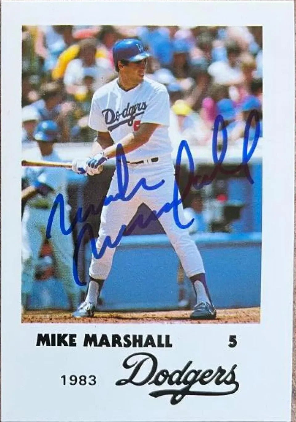 Mike Marshall Signed 1983 LA Police Baseball Card - Los Angeles Dodgers