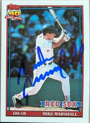 Mike Marshall Signed 1991 Topps Tiffany Baseball Card - Boston Red Sox