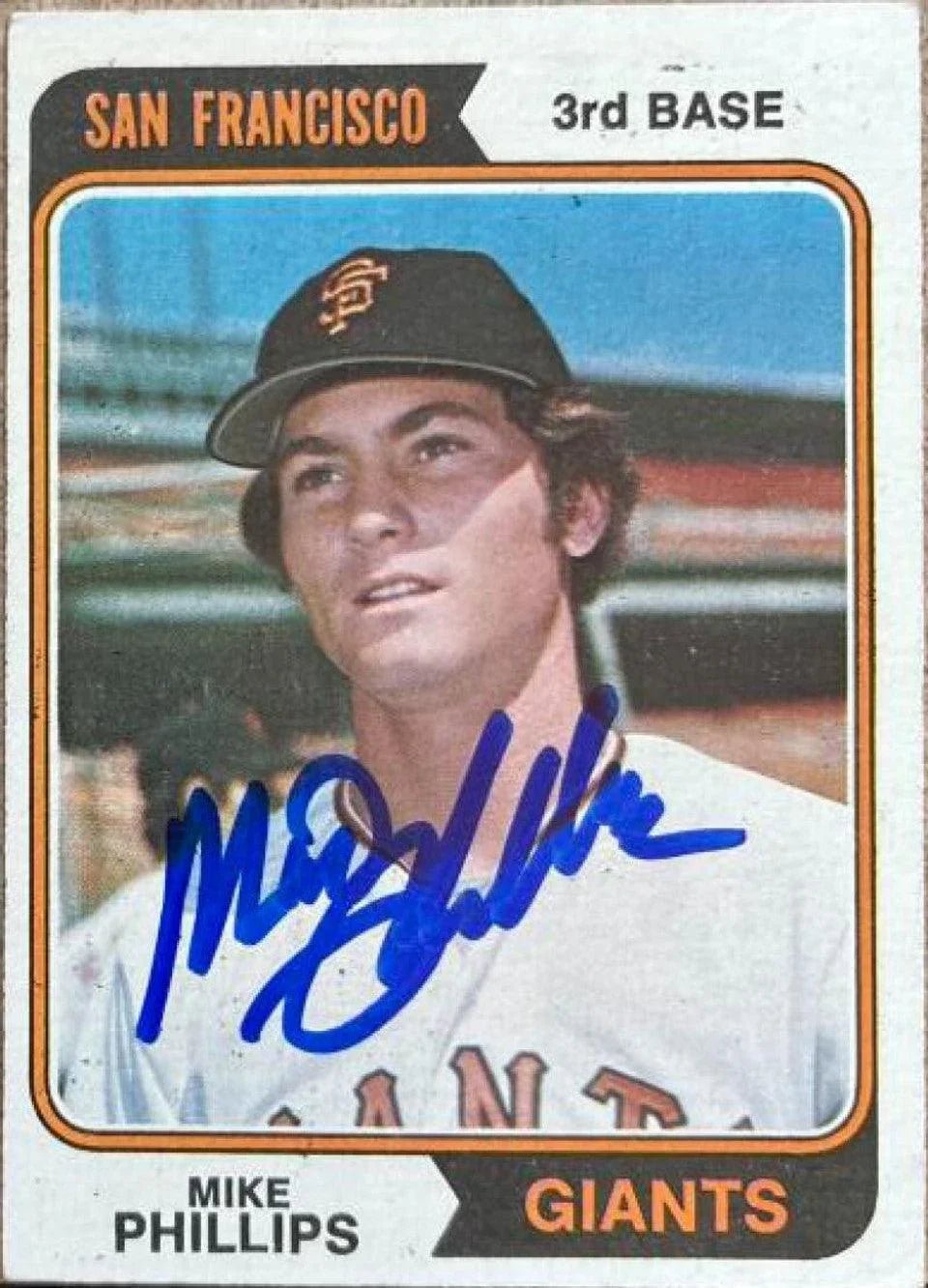 Mike Phillips Signed 1974 Topps Baseball Card - San Francisco Giants