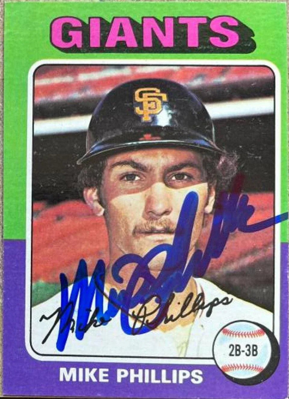 Mike Phillips Signed 1975 Topps Mini Baseball Card - San Francisco Giants