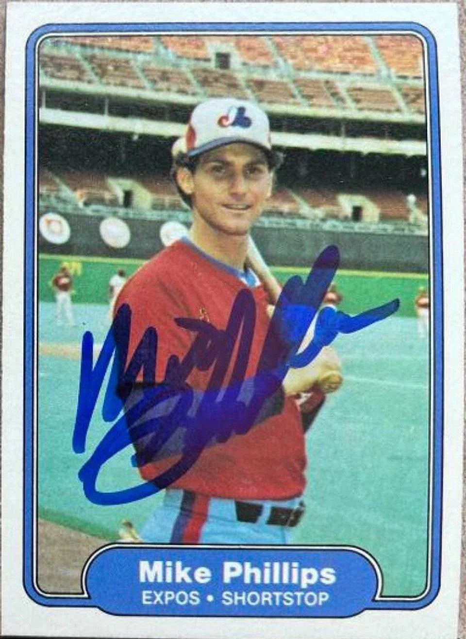 Mike Phillips Signed 1982 Fleer Baseball Card - Montreal Expos