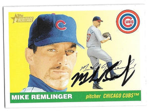 Mike Remlinger Signed 2004 Topps Heritage Baseball Card - Chicago Cubs - PastPros
