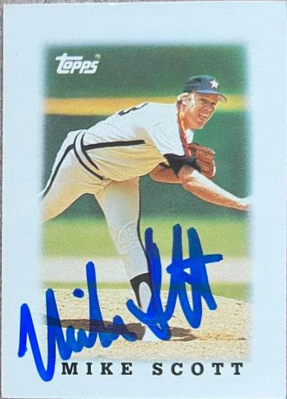 Mike Scott Signed 1988 Topps Major League Leader Mini Baseball Card - Houston Astros