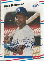Mike Sharperson Signed 1988 Fleer Baseball Card - Los Angeles Dodgers - PastPros