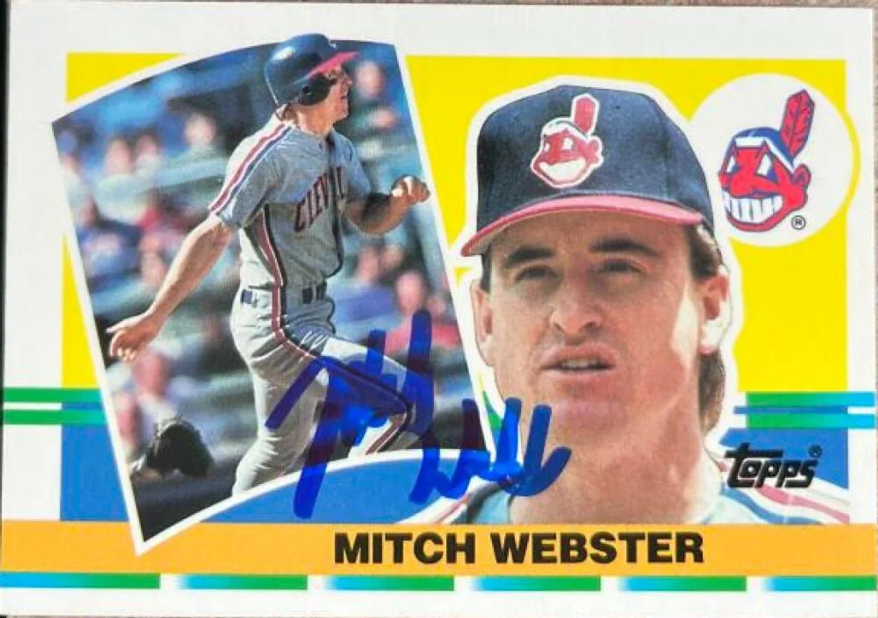 Mitch Webster Signed 1990 Topps Big Baseball Card - Cleveland Indians