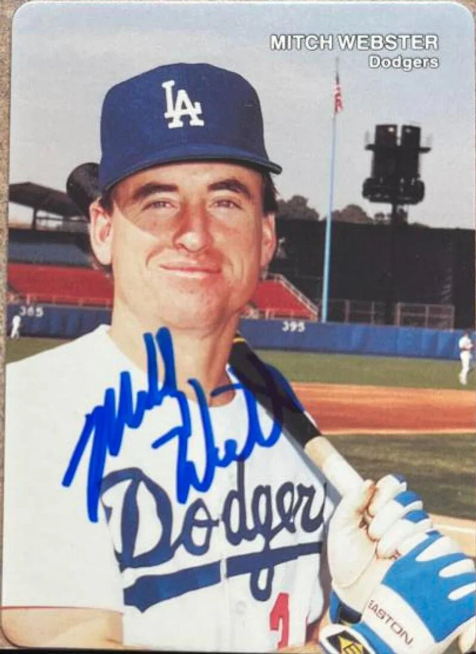 Mitch Webster Signed 1993 Mother's Cookies Baseball Card - Los Angeles Dodgers