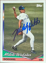 Mitch Webster Signed 1994 Topps Baseball Card - Los Angeles Dodgers
