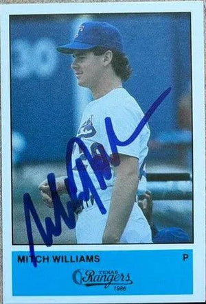 Mitch Williams Signed 1986 Performance Printing Baseball Card - Texas Rangers
