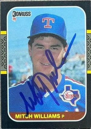 Mitch Williams Signed 1987 Donruss Baseball Card - Texas Rangers