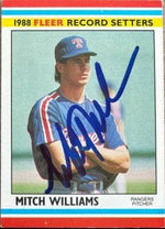 Mitch Williams Signed 1988 Fleer Record Setters Baseball Card - Texas Rangers