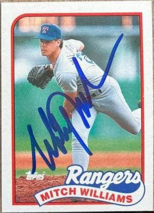 Mitch Williams Signed 1989 Topps Baseball Card - Texas Rangers